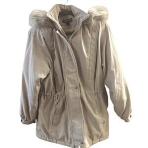 VTG Bromley Sport Women Parka/Coat Sz S Beige Fox Fur Hood Trim Thermolite Plus